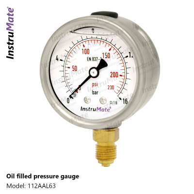 INSTRUMATE Oil Filled Pressure Gauge Model 112AA