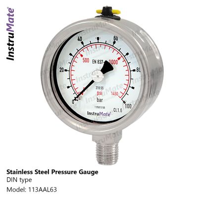 INSTRUMATE All Stainless Steel Pressure Gauge Model 113AA
